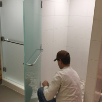 Walker Velour shower doors fabricated by General Glass for and installed by Bend Commercial Glass